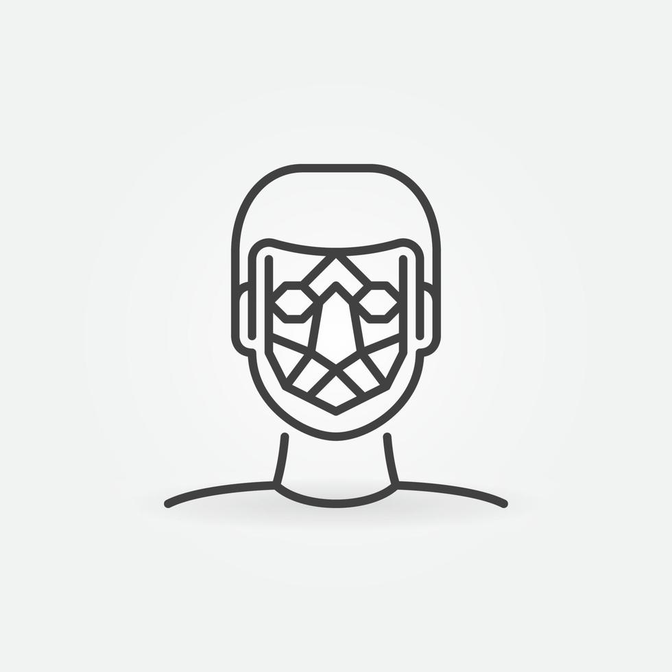 Man Face Detection vector line icon. Facial Recognition sign