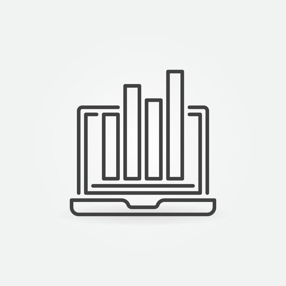 Laptop with Bar Chart outline vector Analytics concept icon