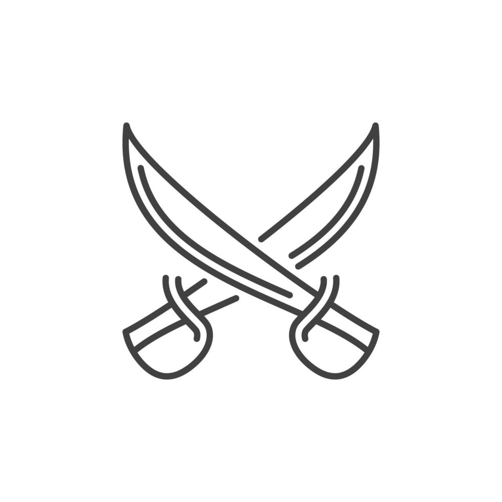 Crossed Sabres or Swords vector concept outline icon