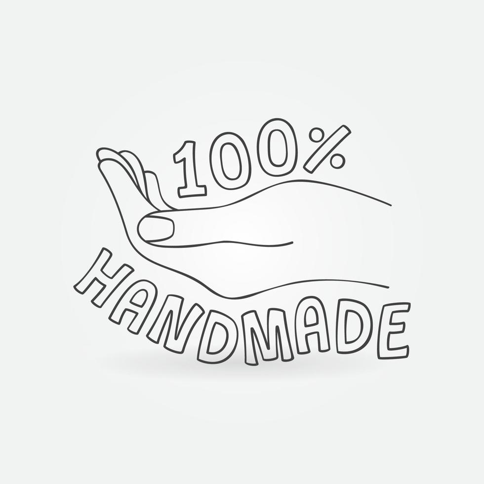 100 icono de vector hecho a mano. Señal 100 por ciento hecha a mano.