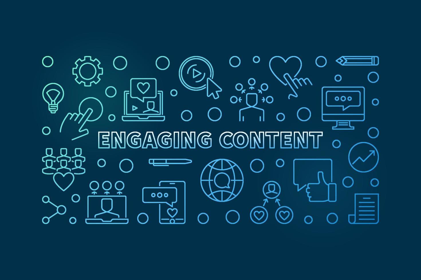 Engaging content vector concept colorful linear horizontal banner
