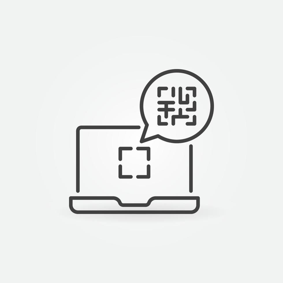 Laptop with QR Code vector concept line icon