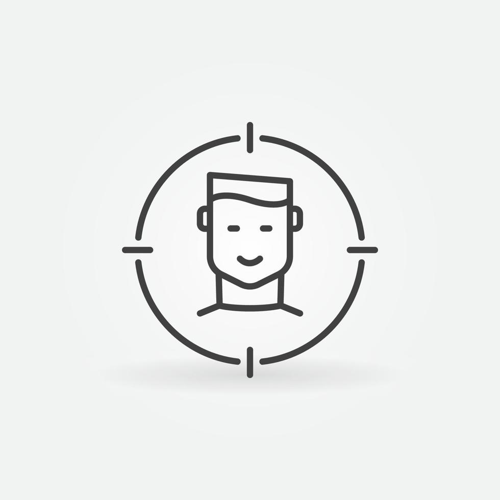 Man Face in Target outline vector concept icon