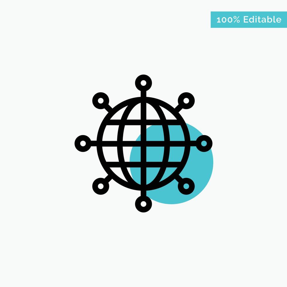 Business Connections Global Modern turquoise highlight circle point Vector icon