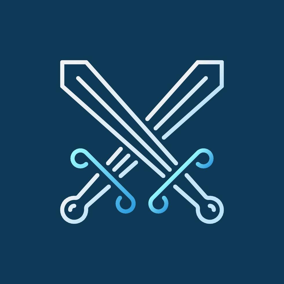 Crossed Swords vector modern colorful icon in outline style