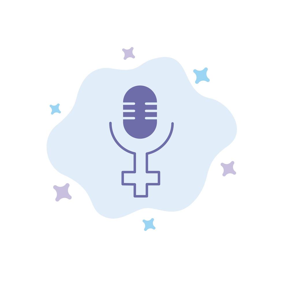 Microphone Record Blue Icon on Abstract Cloud Background vector