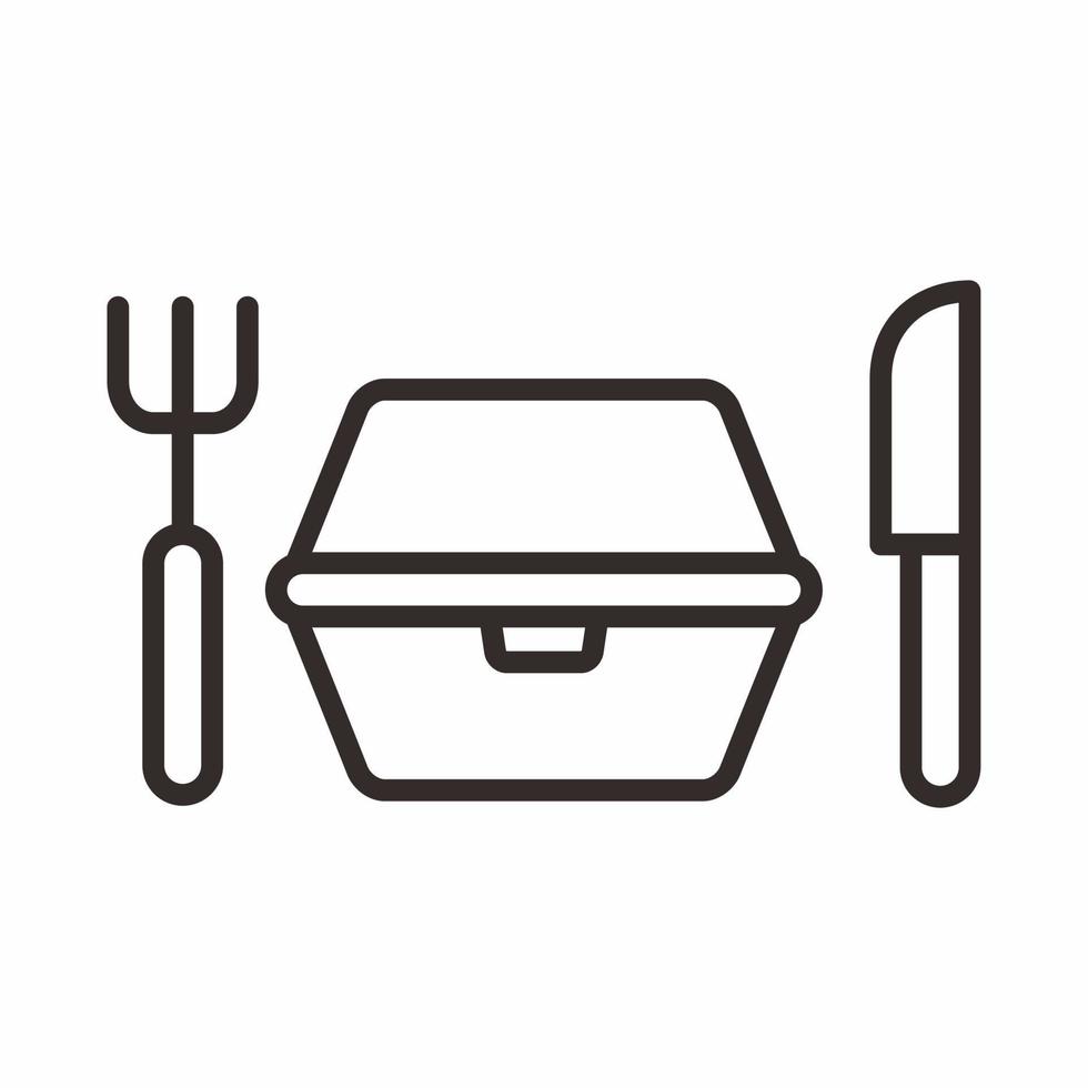 icono de estilo de esquema de caja de almuerzo vector