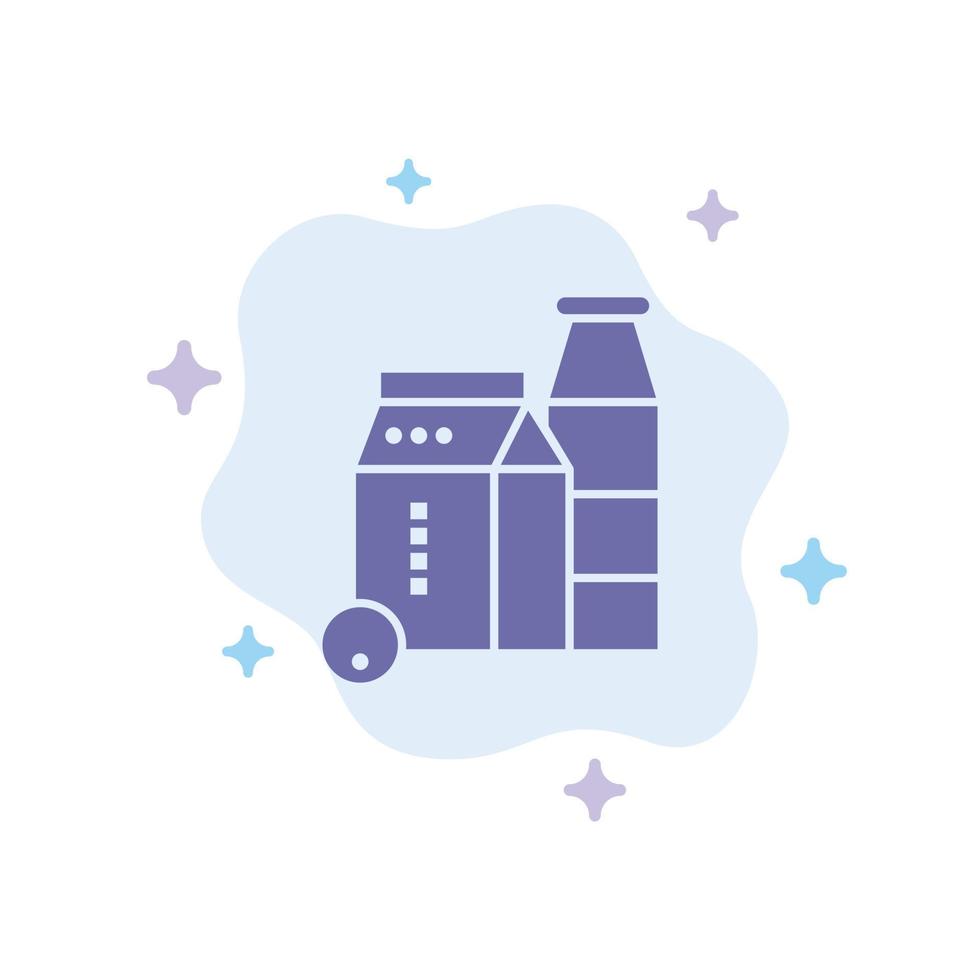 Milk Box Bottle Shopping Blue Icon on Abstract Cloud Background vector