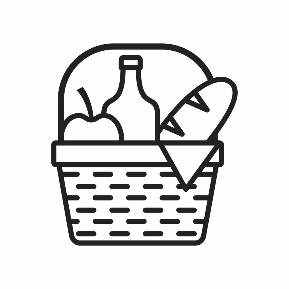 icono de contorno de cesta de picnic vector