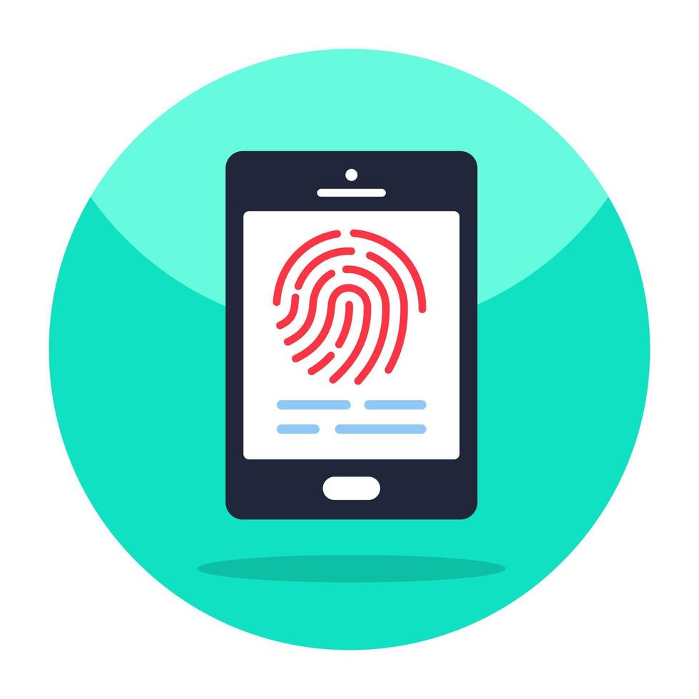 Flat design icon of mobile fingerprint vector