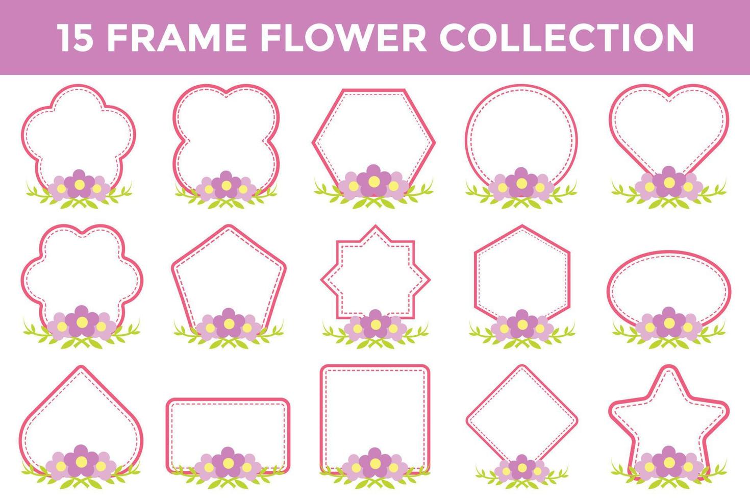 colección de formas geométricas de marco de flores vector