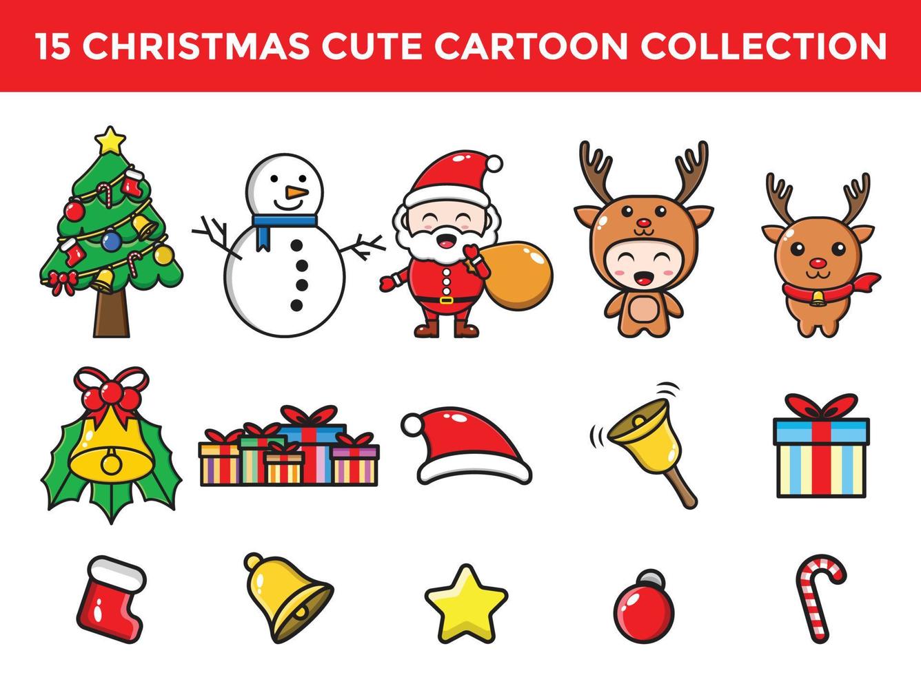 christmas cute cartoon element illustration vector
