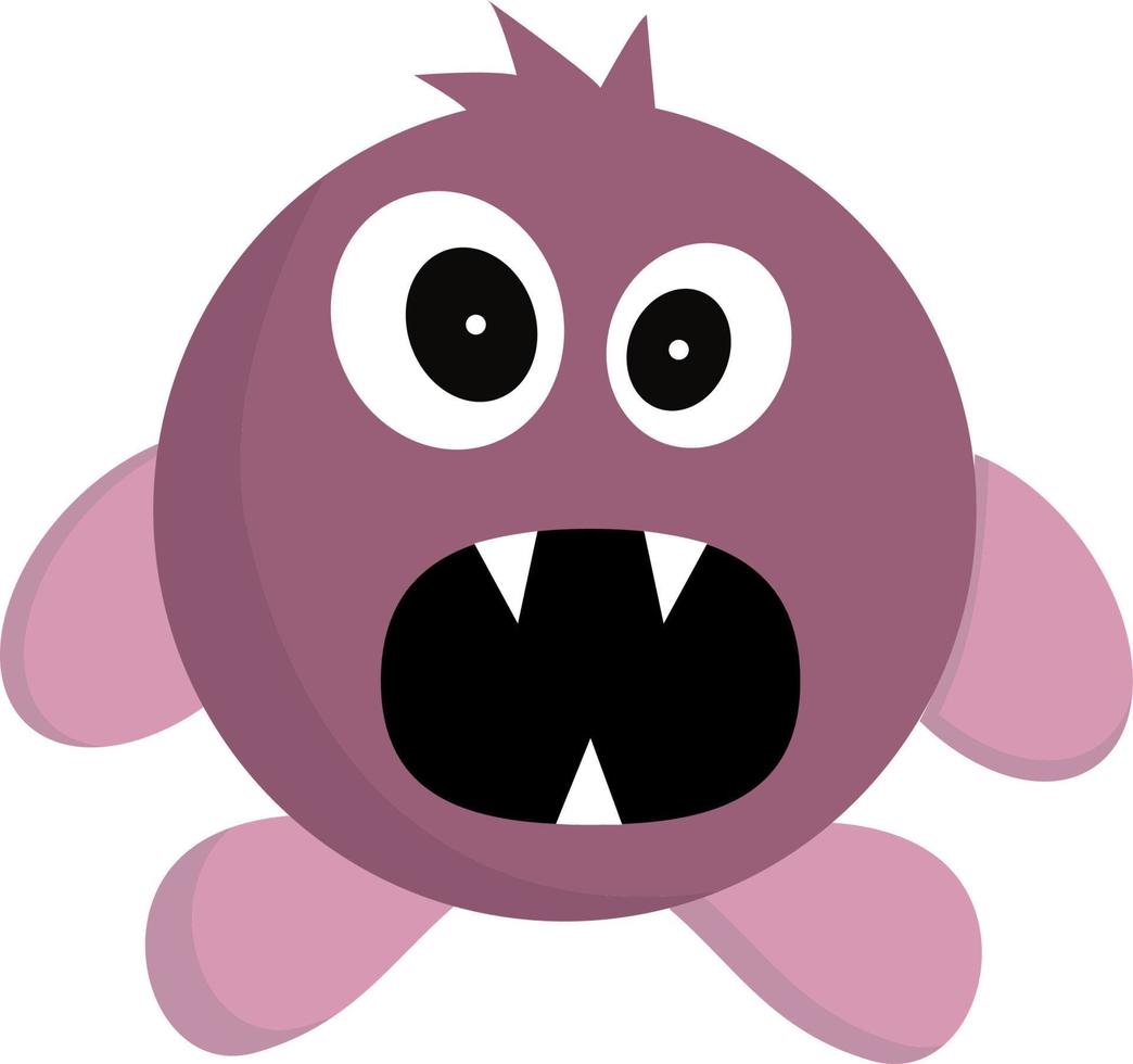 A crazy purple monster, vector or color illustration.