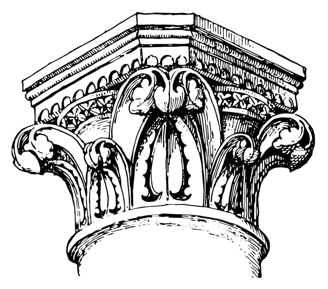 Capital, Ephesus,  vintage engraving. vector