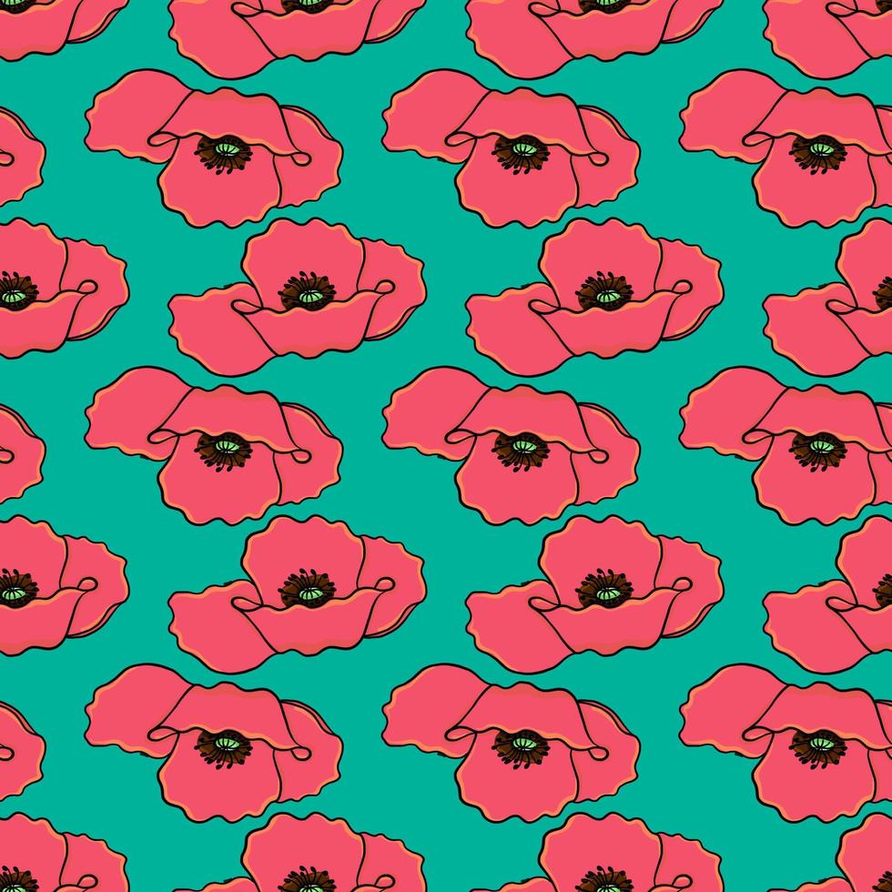 Poppies pattern , illustration, vector on white background