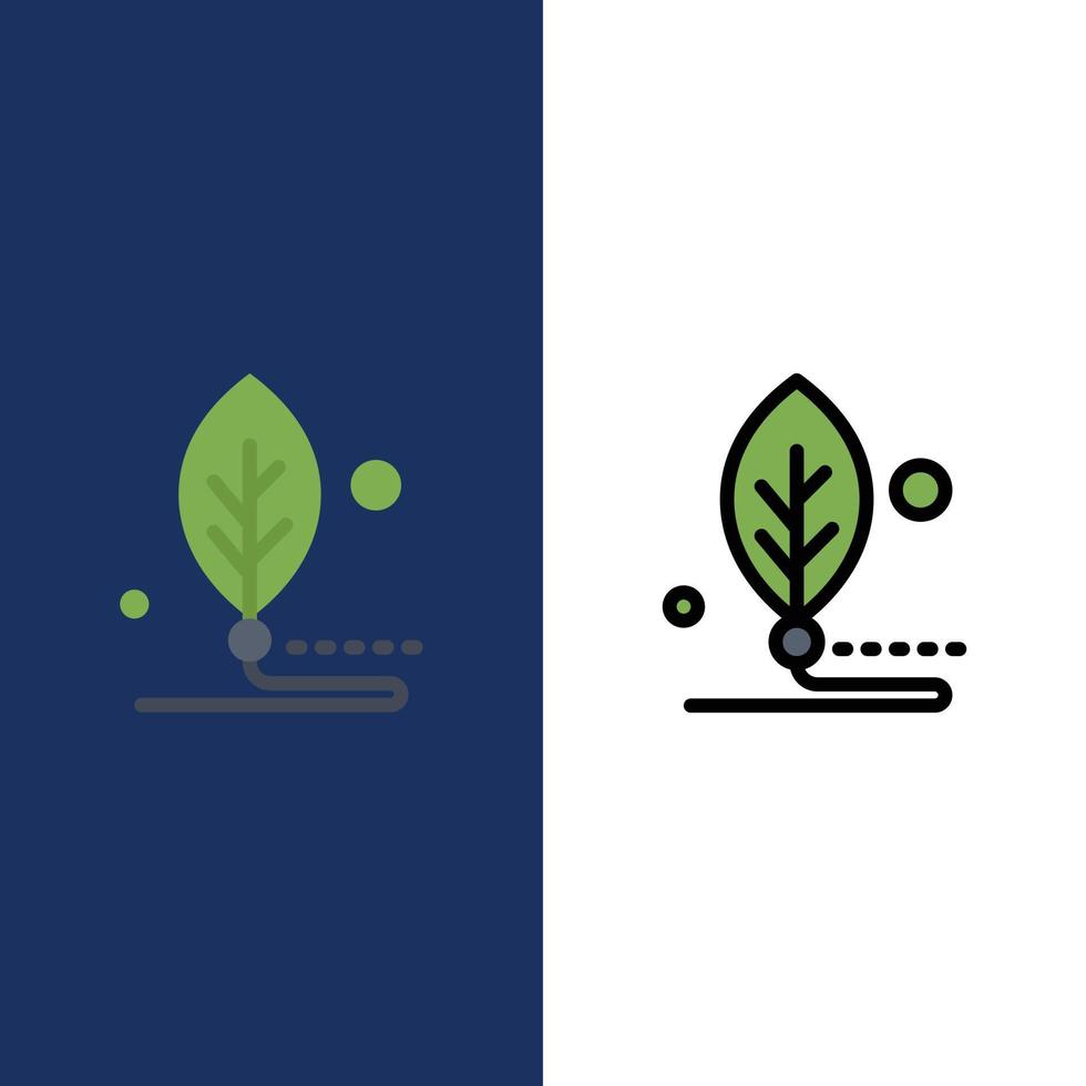 Artificial Biology Digital Leaf Life  Icons Flat and Line Filled Icon Set Vector Blue Background