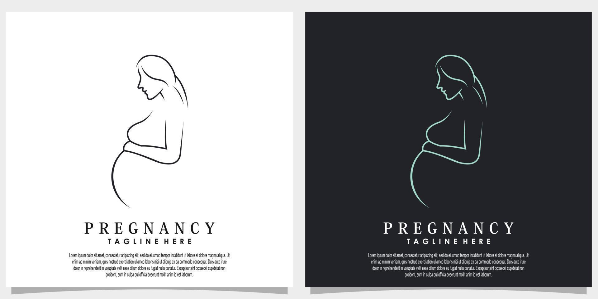 pregnancy logo design vector with line art style