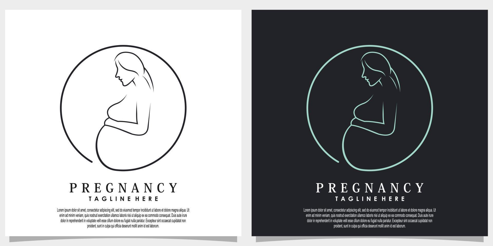 pregnancy logo design vector with line art style