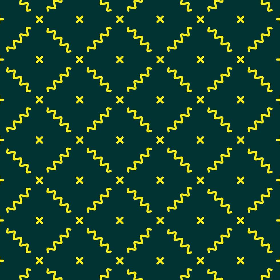 repeated wavy lines and multiplication signs on dark background pattern design vector