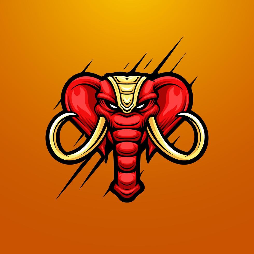 vector de diseño de logotipo de mascota de juego de elefante con estilo de concepto de ilustración moderno para la impresión de insignias, emblemas y pantalones. ilustración de cabeza de elefante enojado.