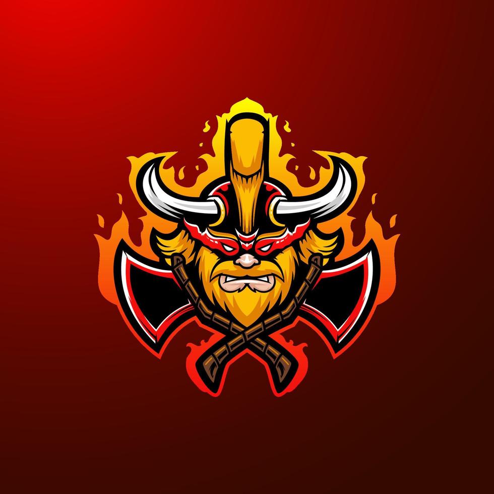 Angry dwarf gaming esport emblem mascot logo. Barbarian with beard vector illustration.