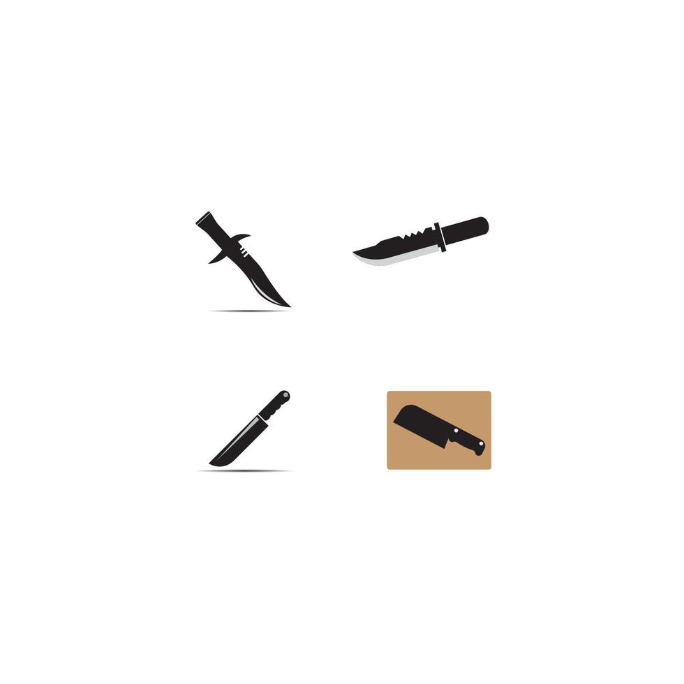 Kitchen knives vector icon set illustration