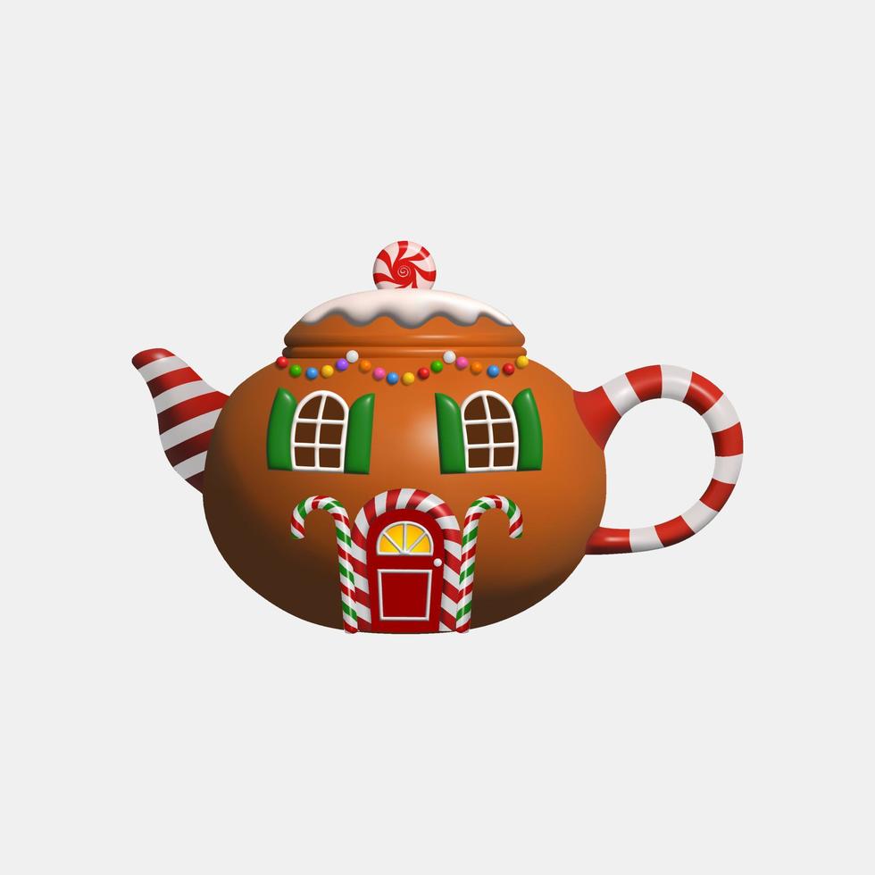 Christmas house in shape of teapot vector