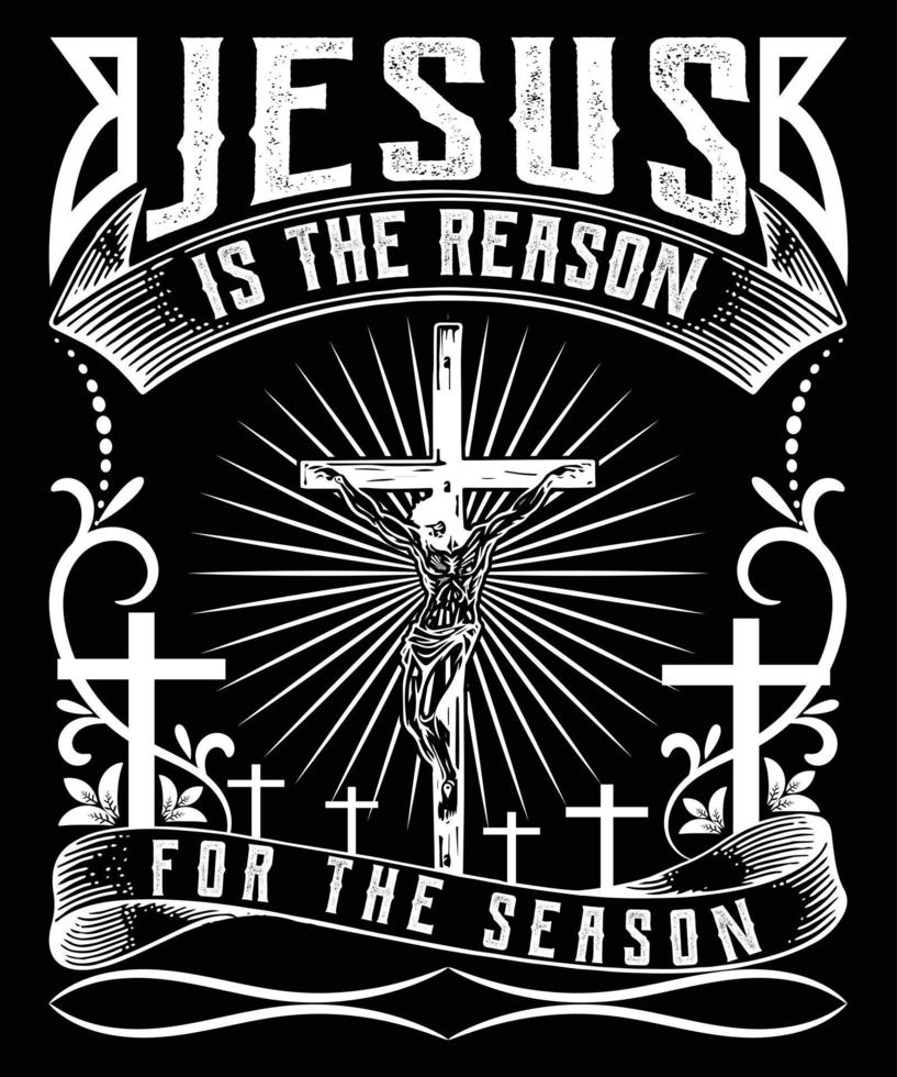 jesús es el motivo del archivo vectorial de diseño de camiseta de temporada para el día de navidad vector