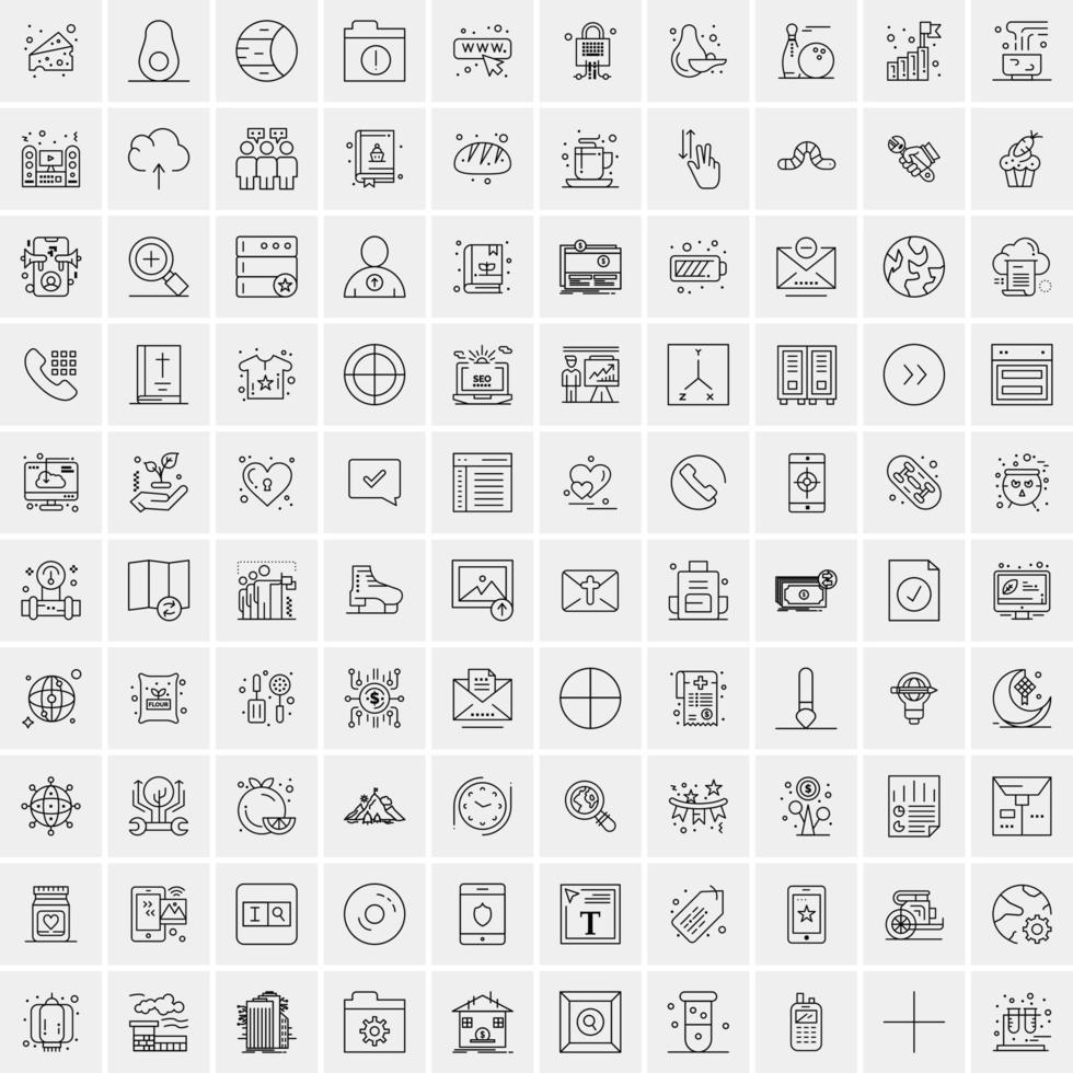 conjunto de 100 iconos de glifos sólidos de negocios vector