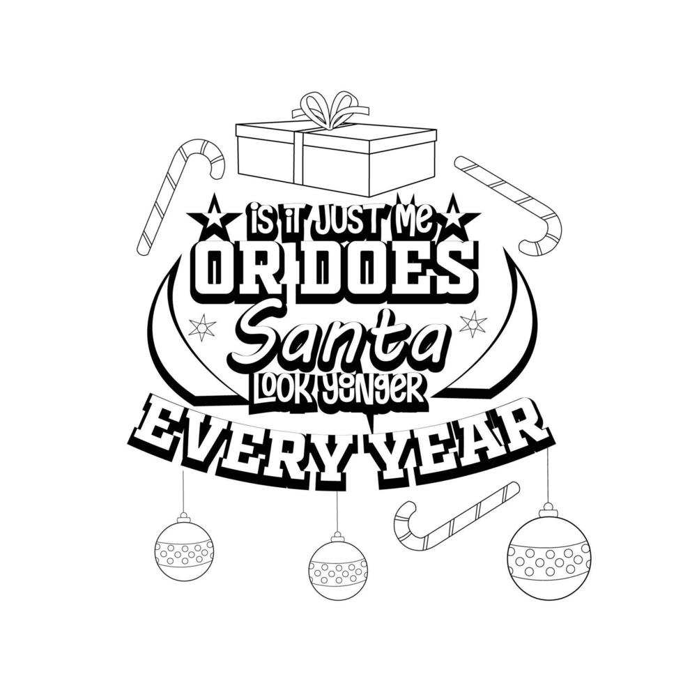 Merry Christmas Coloring page. Christmas line art coloring page design for kids. vector