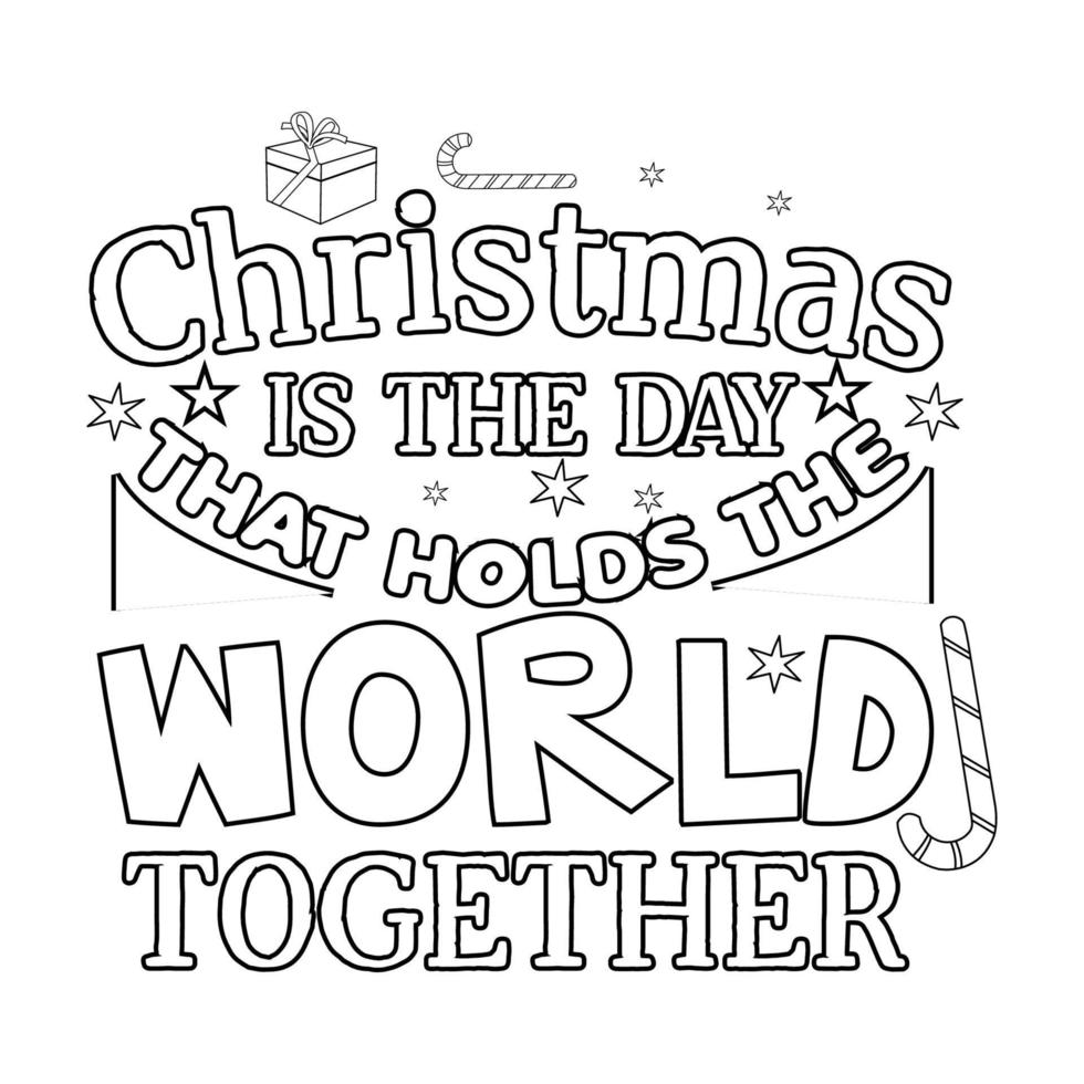 Merry Christmas Coloring page. Christmas line art coloring page design for kids. vector