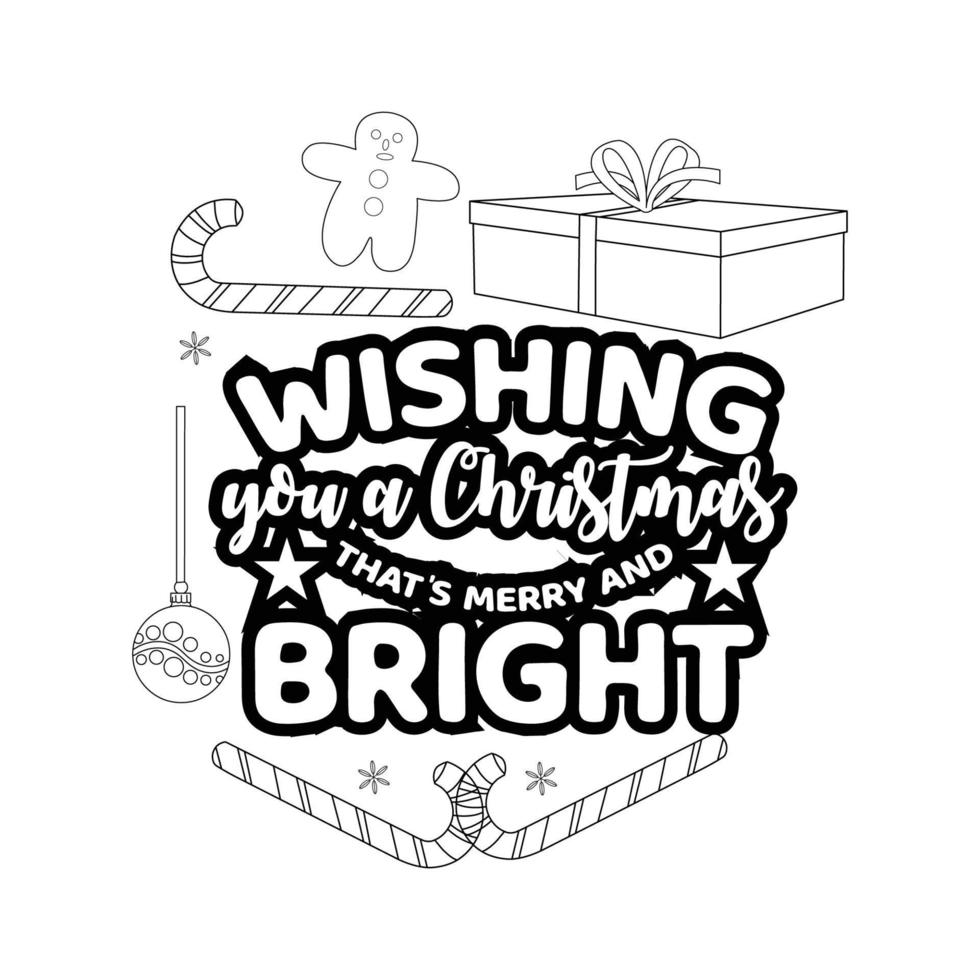 Merry Christmas Coloring page. Christmas line art coloring page design for kids. vector