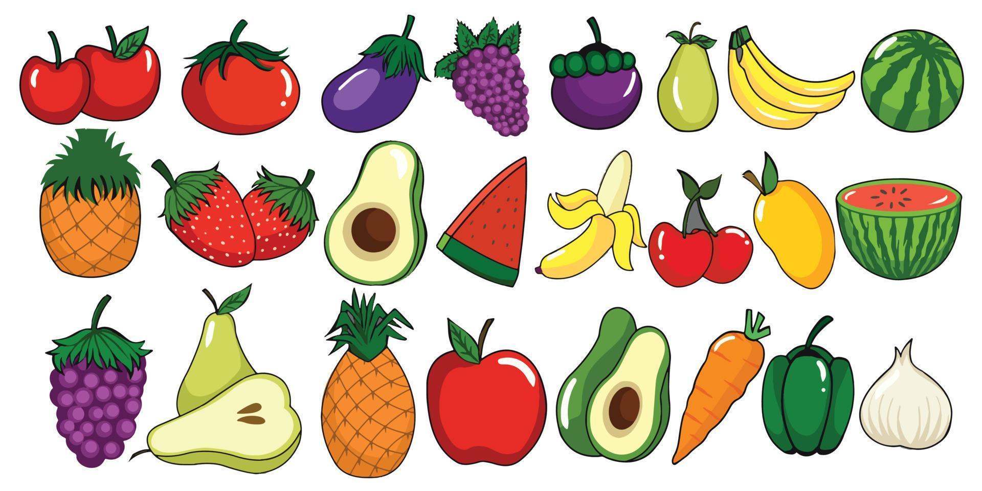 ilustración de un conjunto de frutas vector