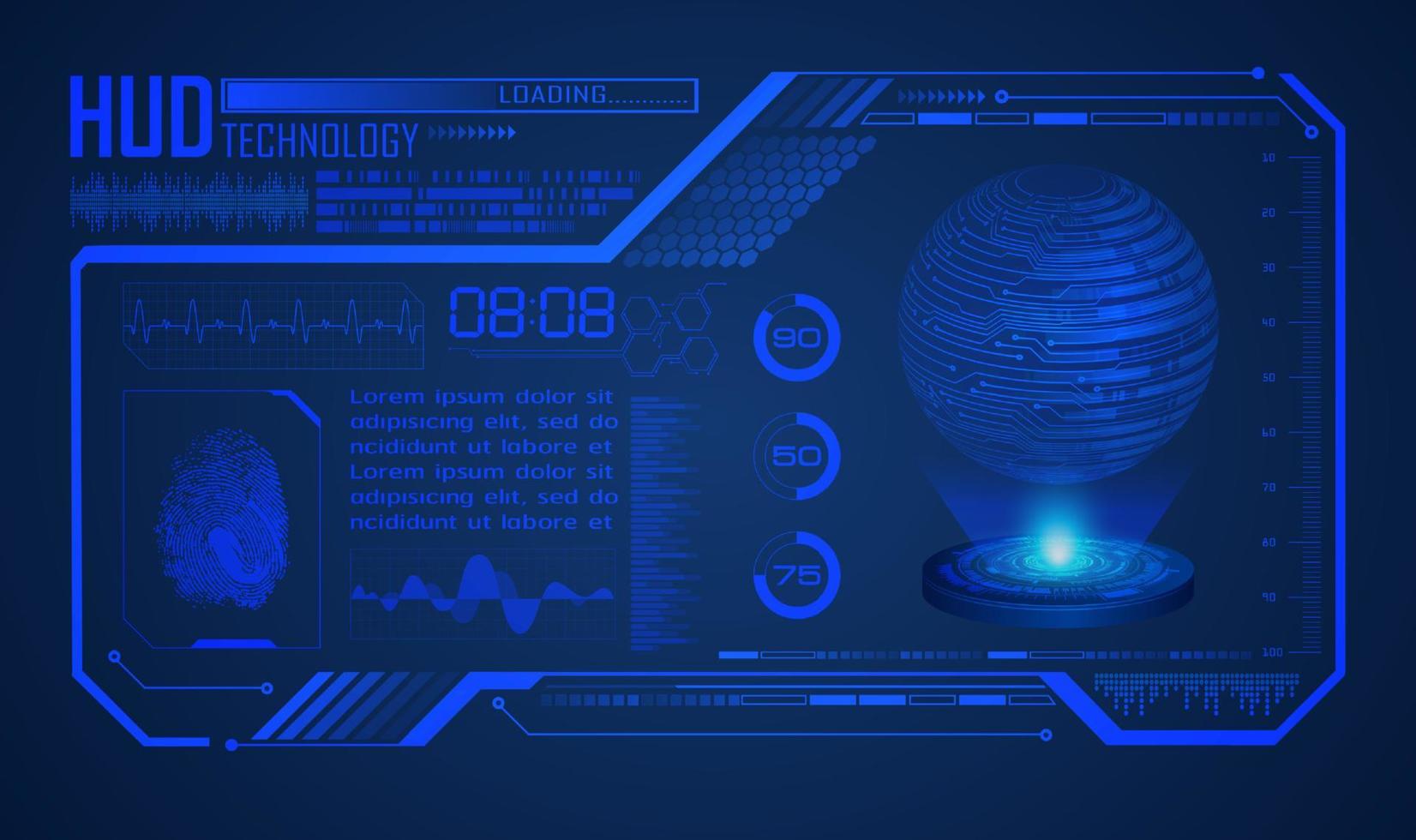 Modern World Map Holographic Projector on Technology Background vector
