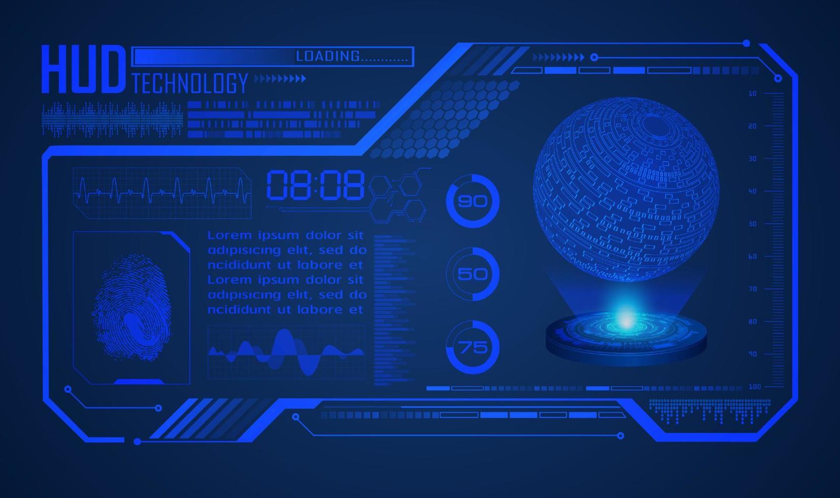 Modern World Map Holographic Projector on Technology Background vector