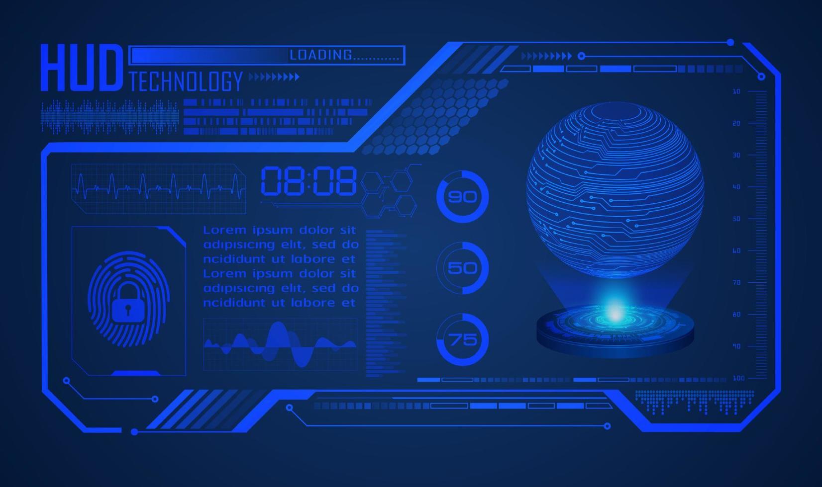 Modern World Map Holographic Projector on Technology Background vector