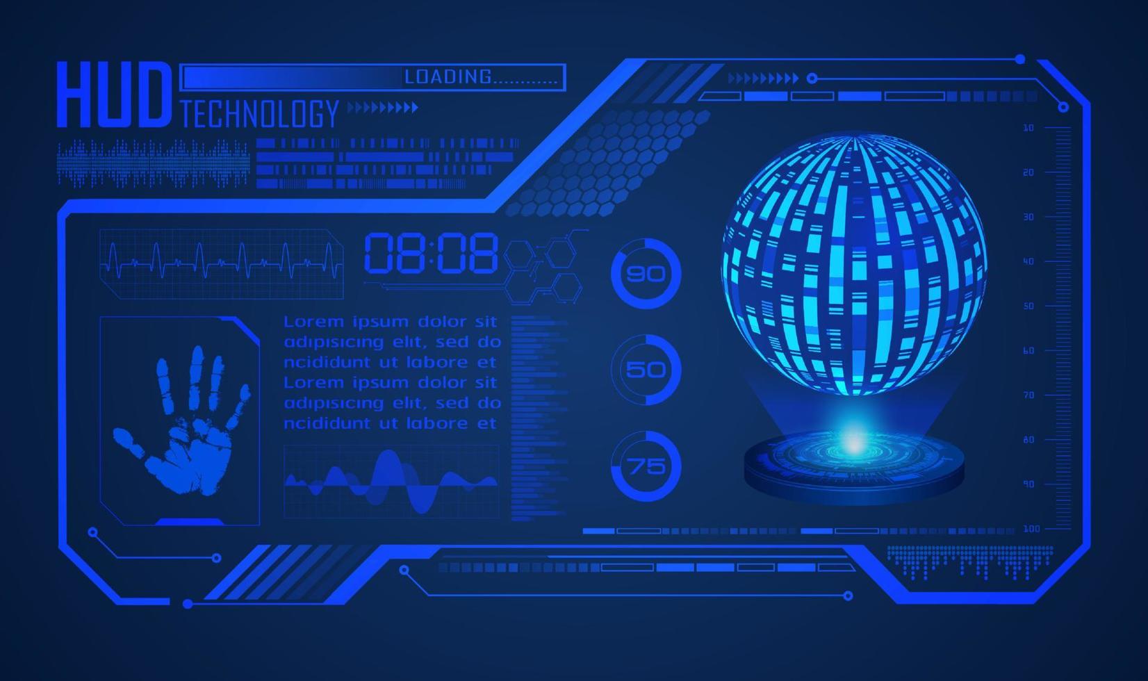 Modern World Map Holographic Projector on Technology Background vector