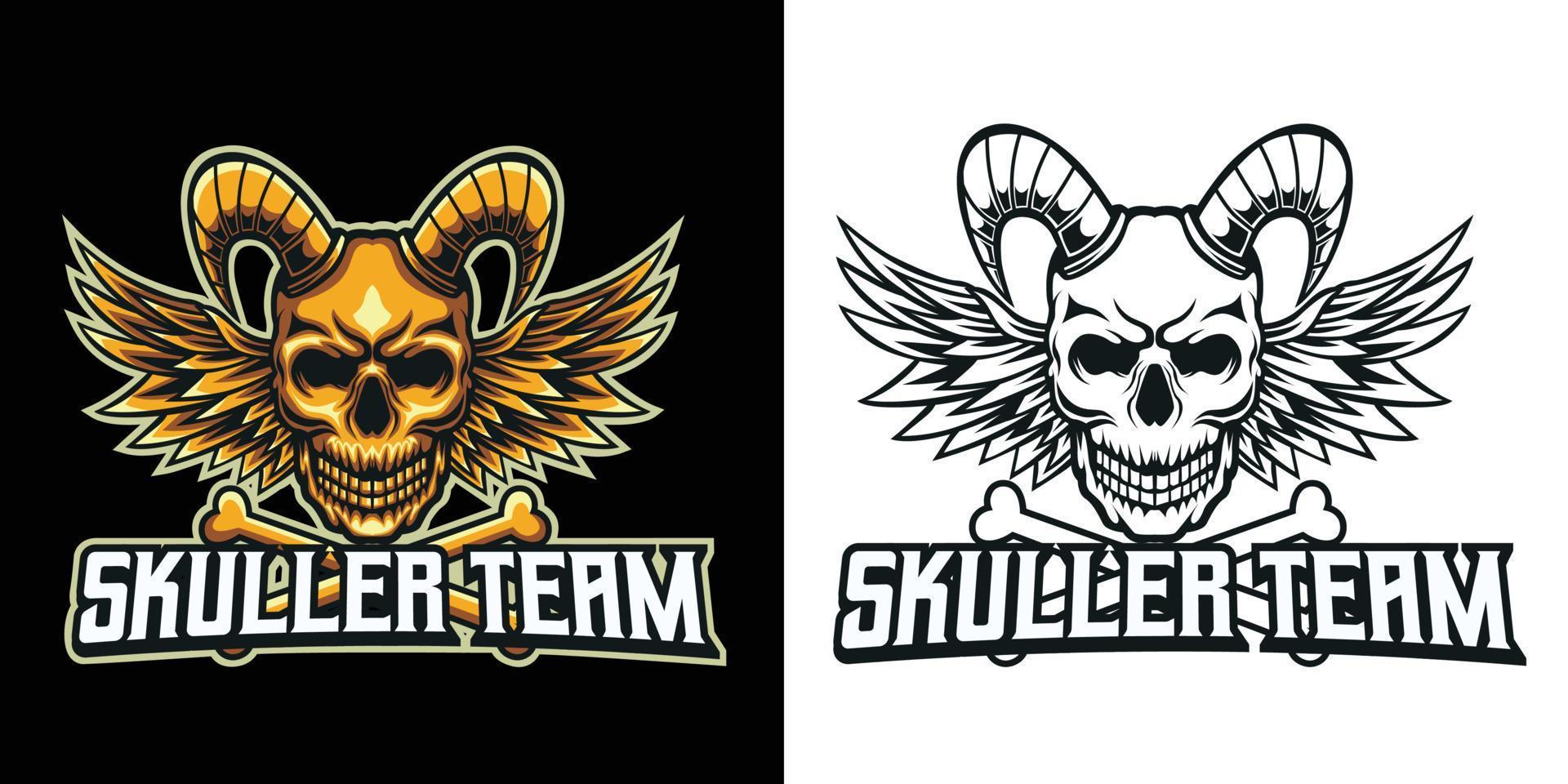 Skull devil esport logo mascot design vector