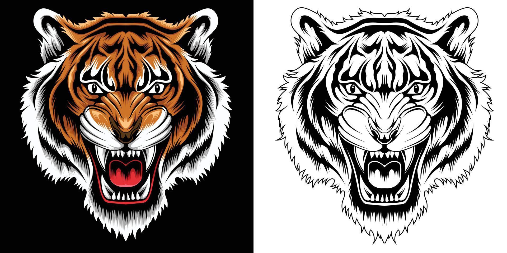 angry tiger head vector illustration