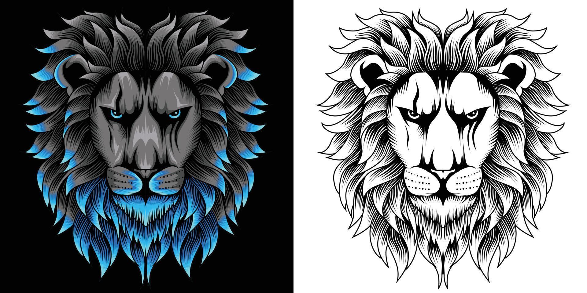 lion head illustration in neon color style vector