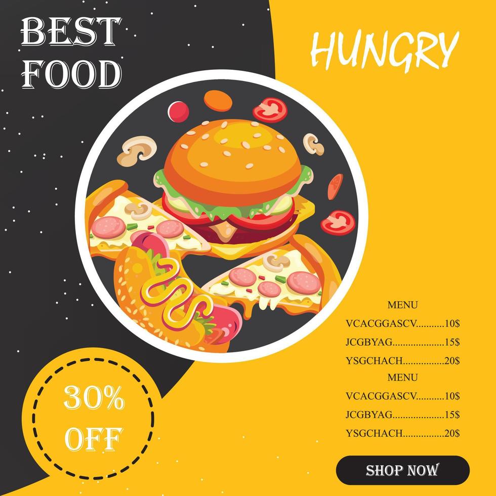 fast food menu template vector illustration