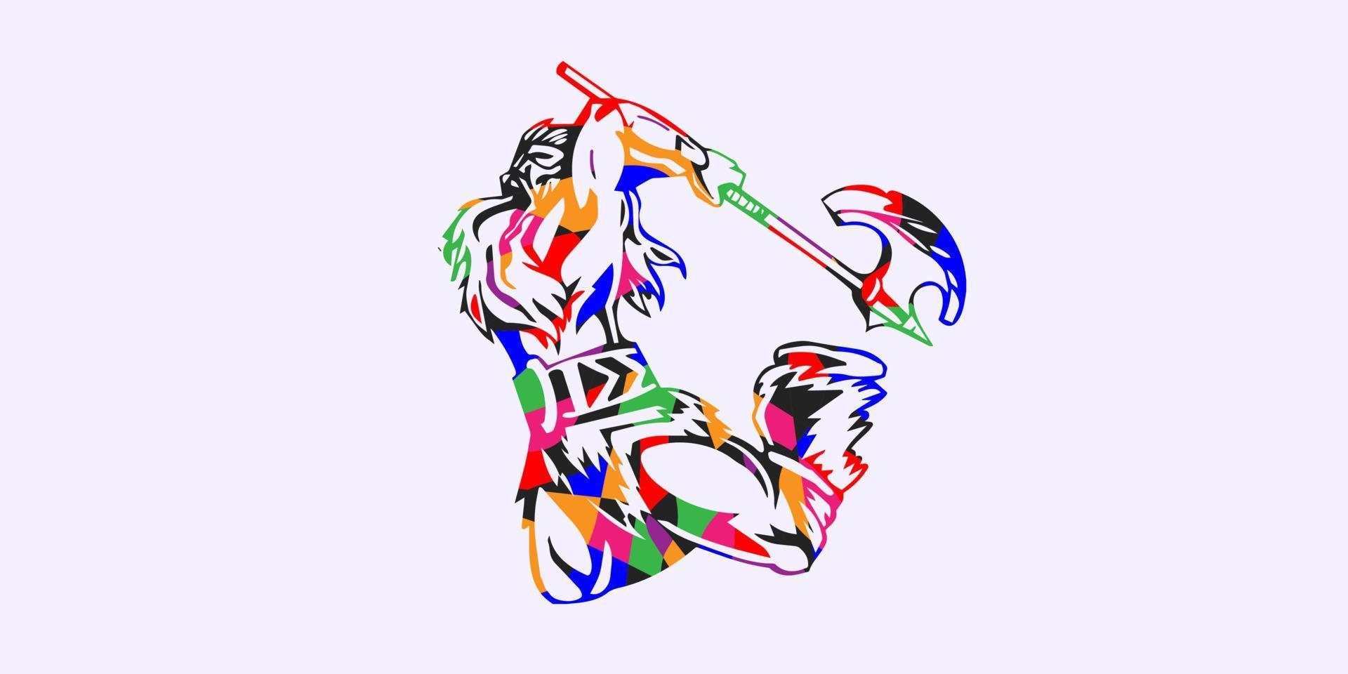 warrior pop art vector illustration