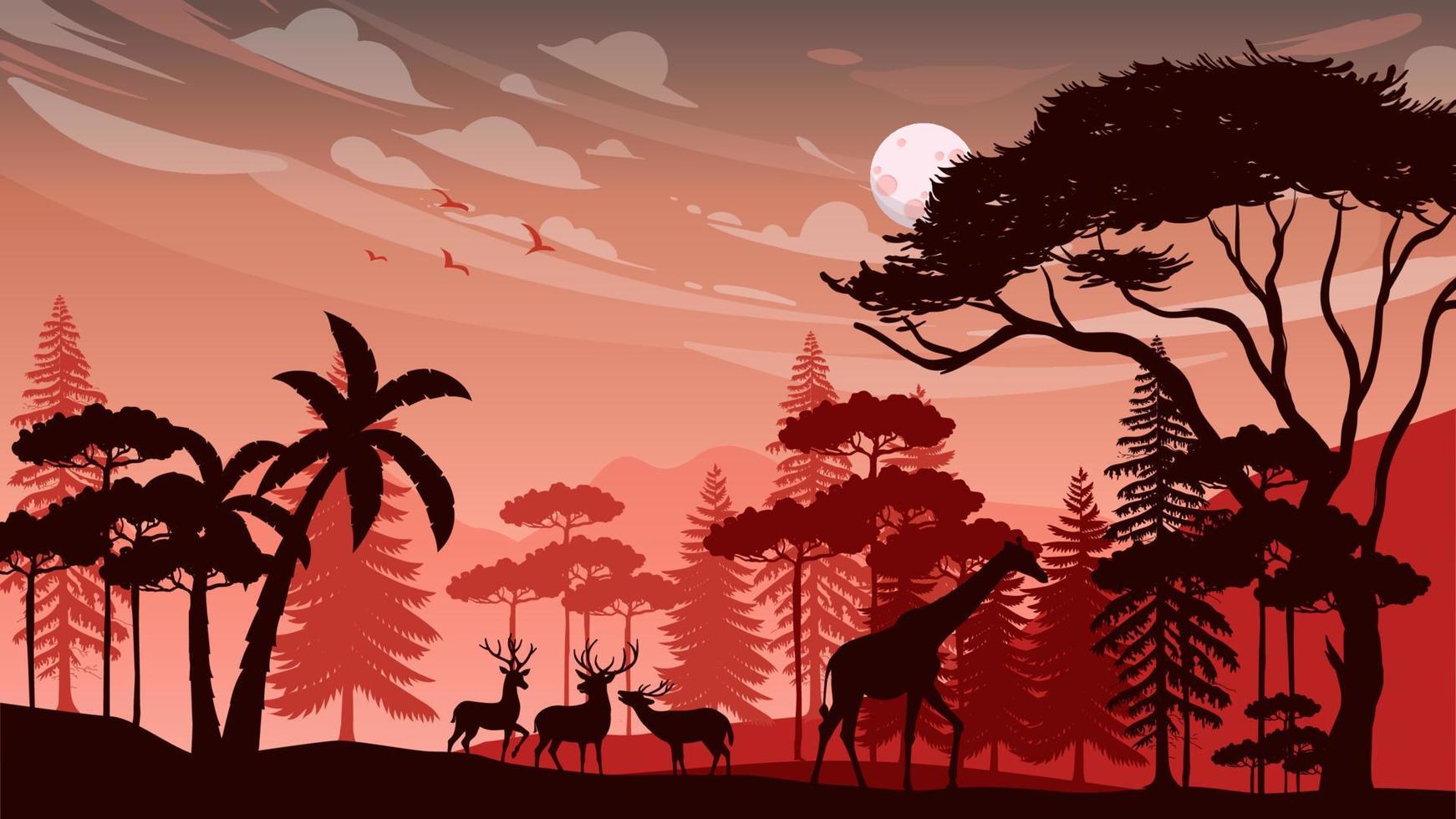 African Savanna Landscape Illustration vector