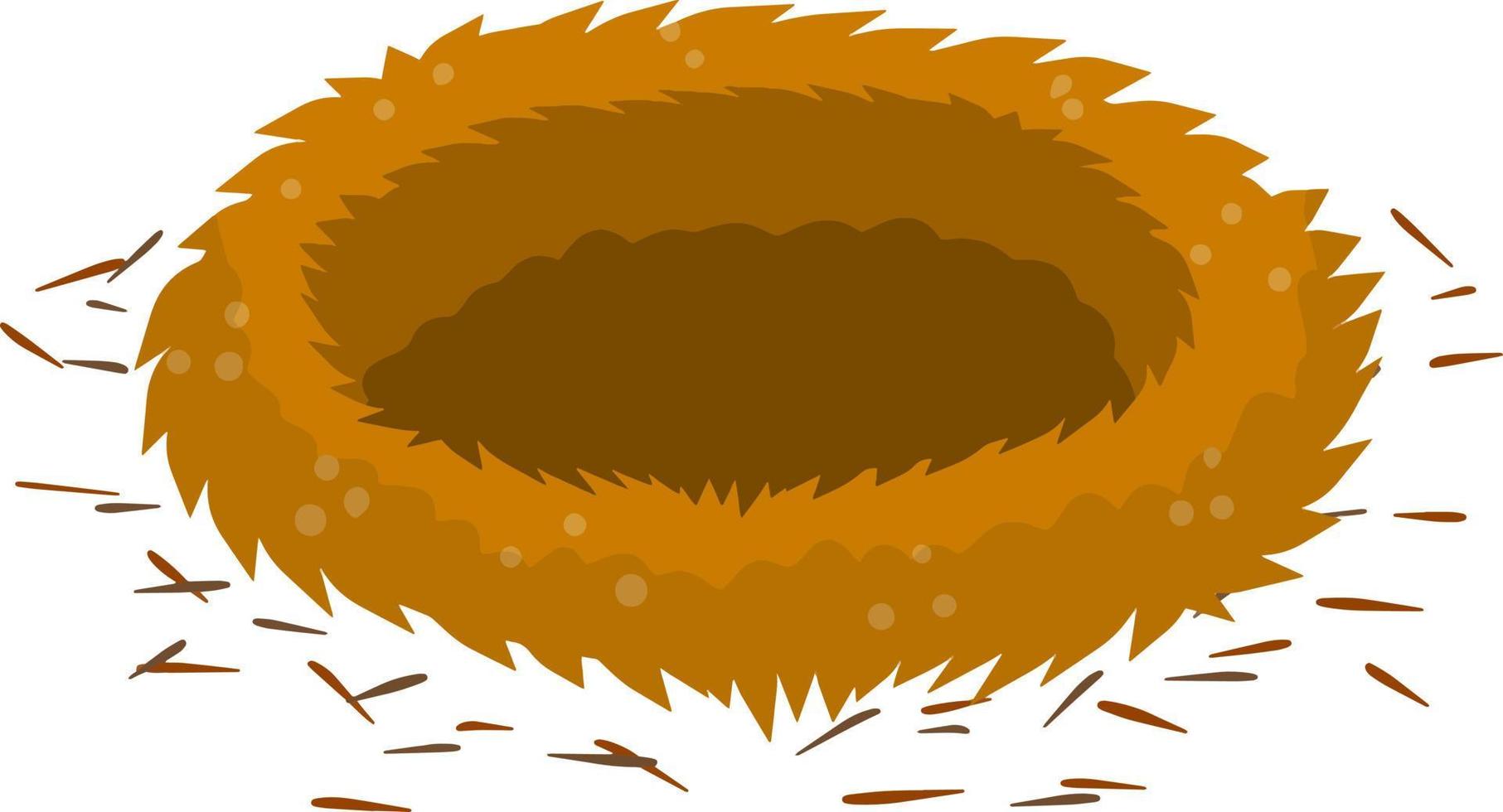 Bird nest. Element of wild nature. Cartoon flat illustration. Animal shelter of brown sticks and branches vector