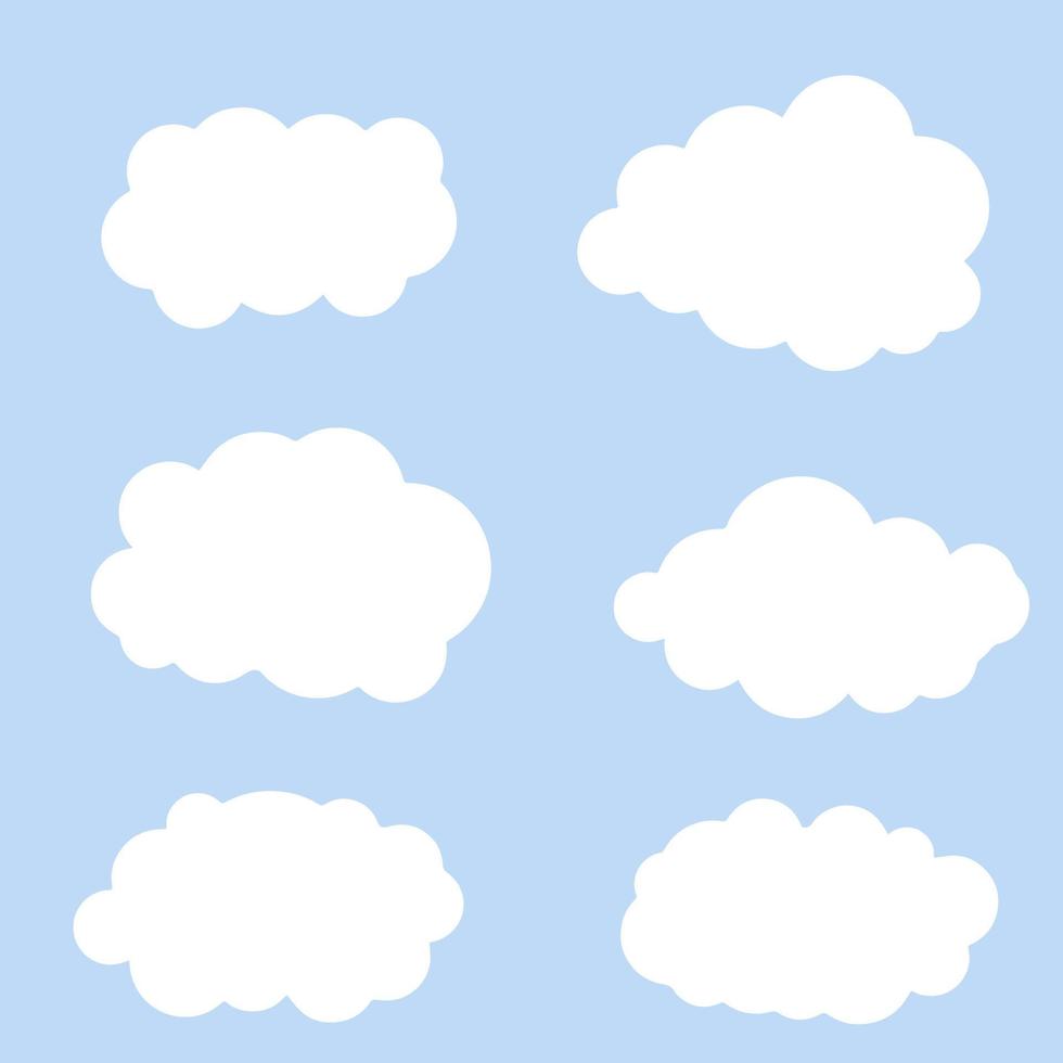 White bubbles cloud. Isolated Cartoon flat illustration. Blue sky and good summer weather vector