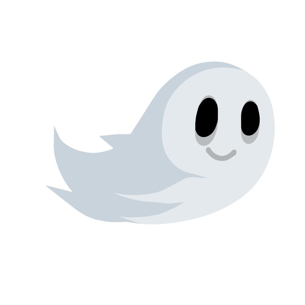 Ghost. Funny flying spirit.The Halloween element. White cute character. Icon of death. FLat cartoon illustration vector