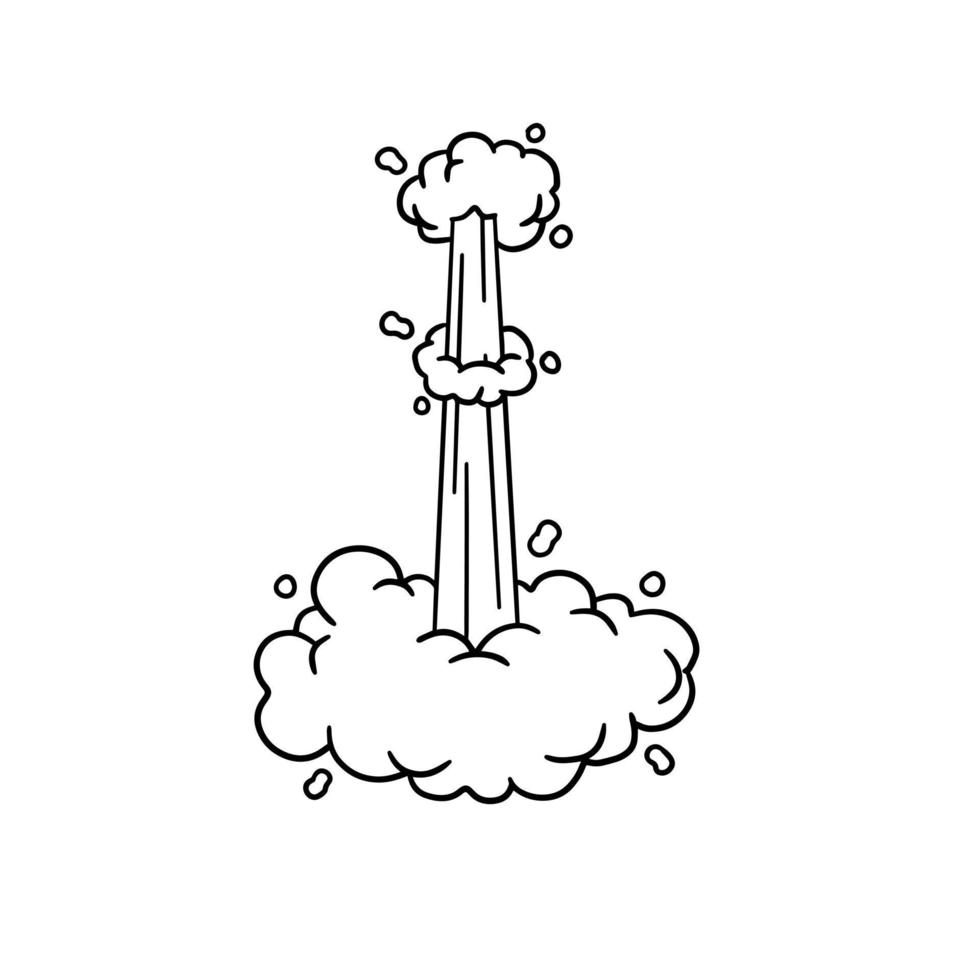 efecto de velocidad movimiento, salto y nube. aire y vapor. línea de dibujos animados ilustración en blanco y negro vector