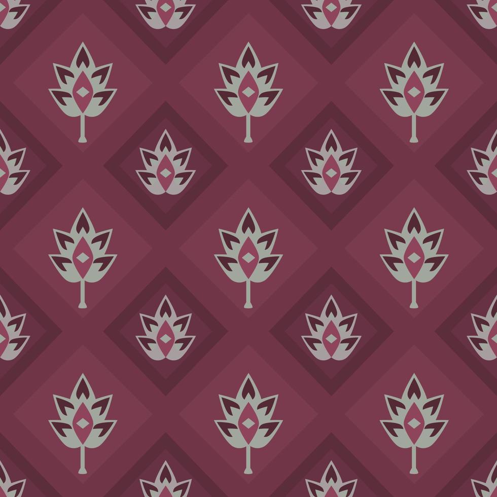 Thai art pattern on brick color. Vector seamless pattern.