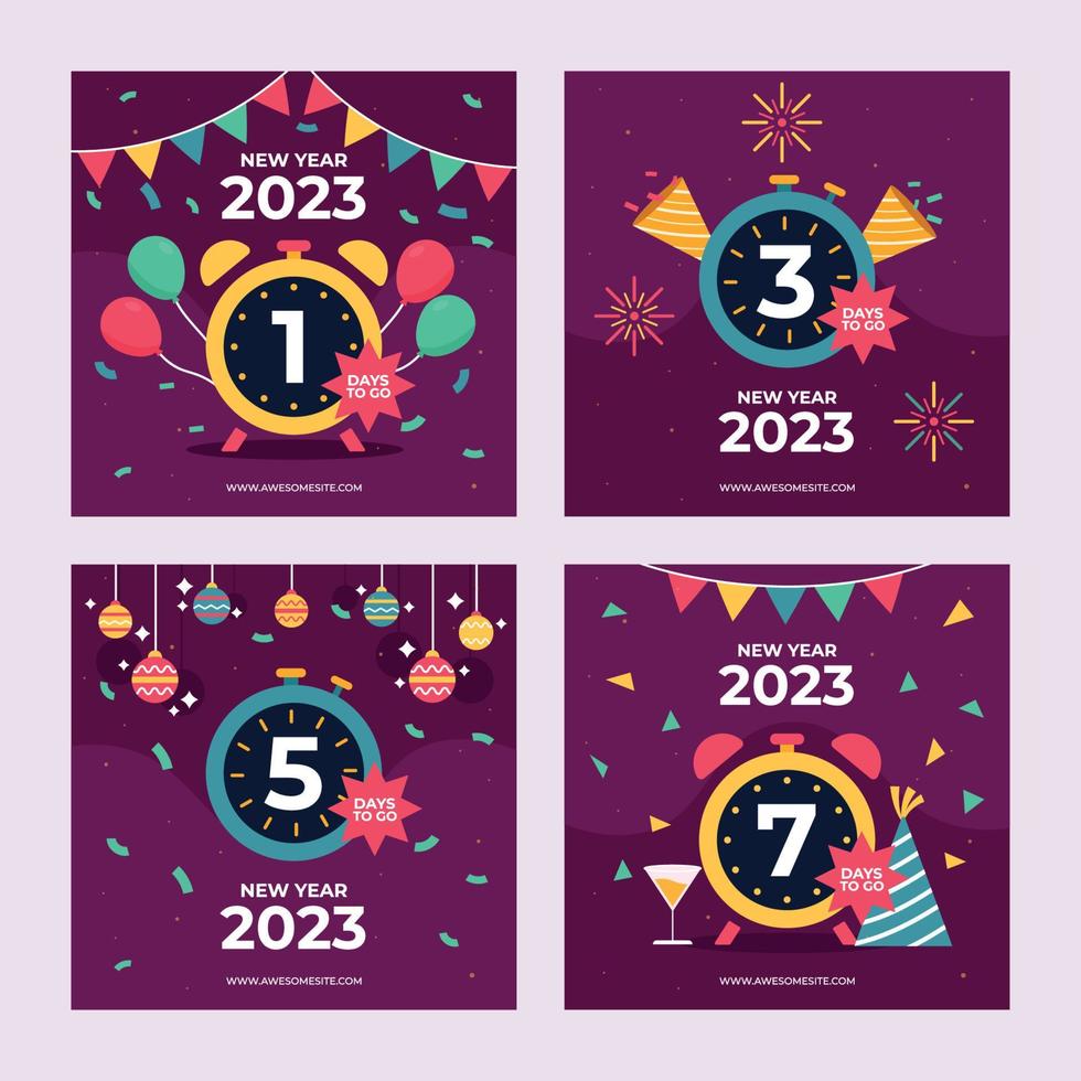 plantilla de redes sociales de cuenta regresiva de año nuevo vector