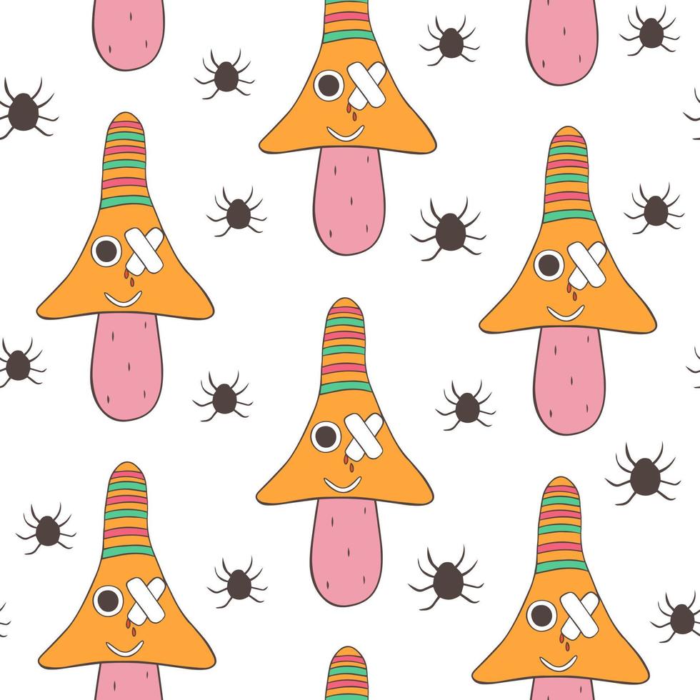 Groovy mushroom pattern vector